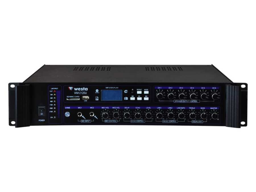WESTA WM-2120U - 6 BÖLGELİ 120W 100V MİXER AMFİ