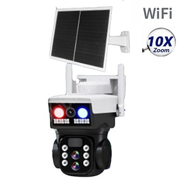 APRONX APX-WP266OZ WİFİ SOLAR PANELLI 2+3MP GECE RENKLI ÇIFT YÖNLÜ SESLI IP KAMERA 10X ZOOM