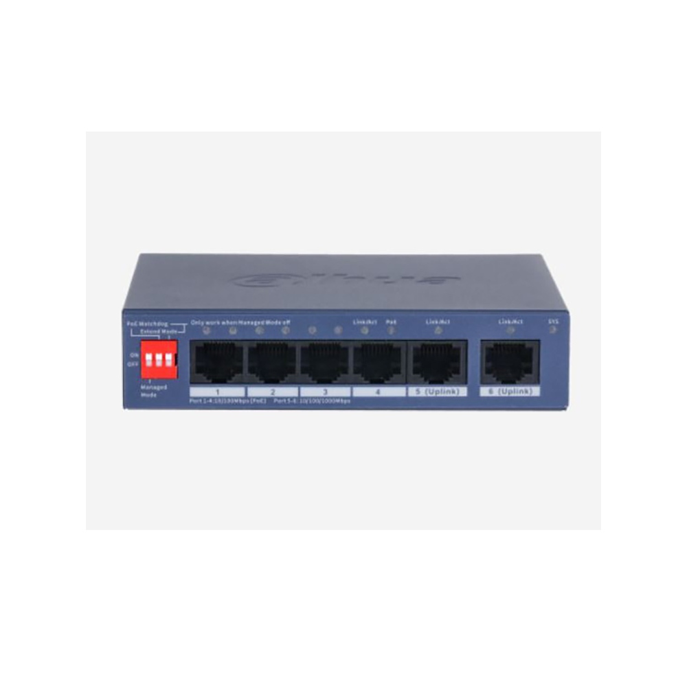 DAHUA S3006-4ET-36 4 PORT POE 2 PORT UPLİNK SWİTCH 36WATT