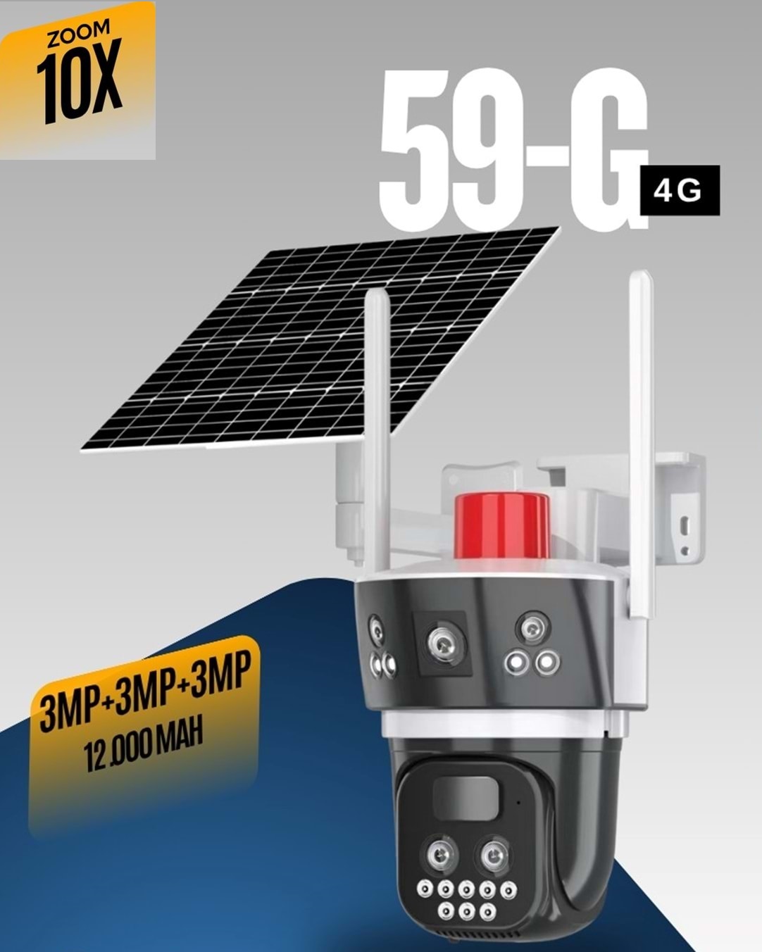 X5TECH RX59G 4G SİMKARTLI SOLAR PANELLİ 3+3MP GECE RENKLİ ÇİFT YÖNLÜ SESLİ IP KAMERA 10X ZOOM