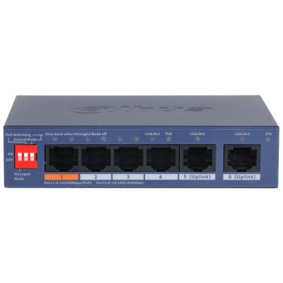 DAHUA CS4006-4ET2GT-60 4 PORT YÖNETİLEBİLİR 10/100 POE + 2 UPLİNK GİGABİT SWİTCH 60W POE ÇIKIŞ GÜCÜ