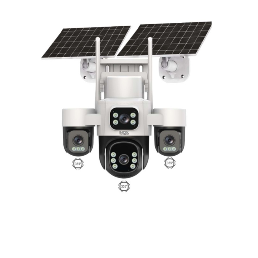 INOX-X32 4 KAMERALI E-SİM VE 4G SİMKARTLI SOLAR PANELLİ 4+2MP GECE RENKLİ ÇİFT YÖNLÜ SESLİ IP KAMERA 24 SAAT KAYIT (3 KAMERAYI TELEFONDAN YÖNLENDİREBİLİRSİNİZ)