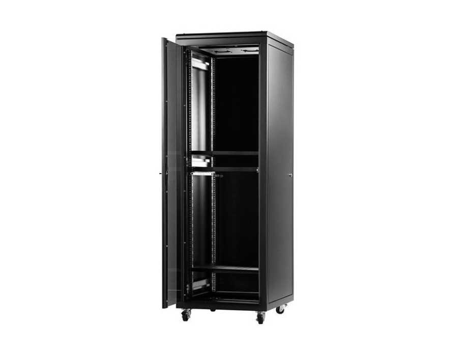 42U 19 INC DİKİLİ TİP RACK KABİNET W=600 MM D=600MM SİYAH TEKERLEK DAHİL